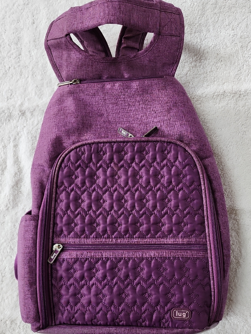 Lug Women's Purple Small Quilted Backpack Preowned